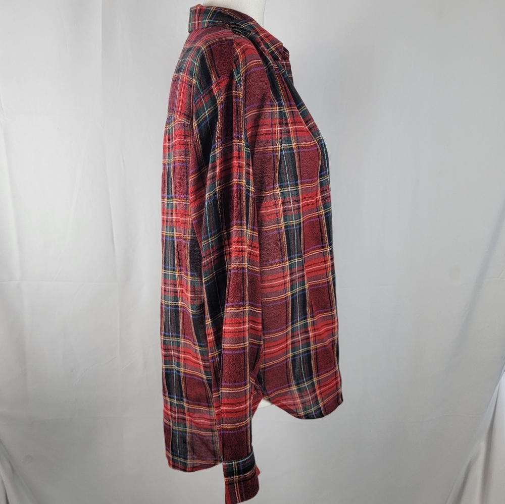 Madewell Red Wool Plaid Button Up Small - Picture 3 of 6
